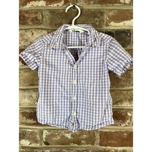 H&M‎ Boys Purple Gingham Dress Shirt 18-24 Mo 100% Cotton Short Sleeved